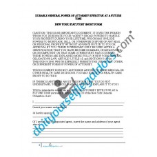 Durable General Power of Attorney Effective at Future Time NY Statutory Short Form